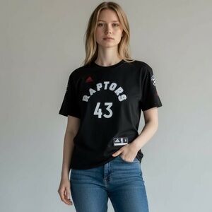 Adidas Black Raptors Siakam #43 Tee with Red Accents